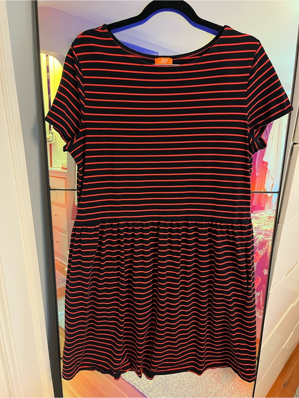Joe Fresh Navy and Red Striped Dress